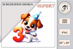 Download this adorable cartoon puppy clipart in PNG format with a transparent background. This sublimation design perfect for creating birthday cards, invitations, kids’ T-shirts, and festive decorations. High-resolution!