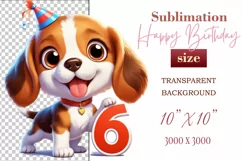 Download this adorable cartoon puppy clipart in PNG format with a transparent background. This sublimation design perfect for creating birthday cards, invitations, kids’ T-shirts, and festive decorations. High-resolution!