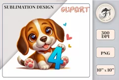Download this adorable cartoon puppy clipart in PNG format with a transparent background. This sublimation design perfect for creating birthday cards, invitations, kids’ T-shirts, and festive decorations. High-resolution.