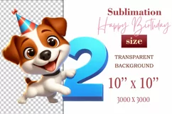 Download this adorable cartoon puppy clipart in PNG format with a transparent background. This sublimation design perfect for creating birthday cards, invitations, kids’ T-shirts, and festive decorations. High-resolution!