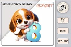 Download this adorable cartoon puppy clipart in PNG format with a transparent background. This sublimation design perfect for creating birthday cards, invitations, kids’ T-shirts, and festive decorations. High-resolution!