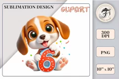 Download this adorable cartoon puppy clipart in PNG format with a transparent background. This sublimation design perfect for creating birthday cards, invitations, kids’ T-shirts, and festive decorations. High-resolution!