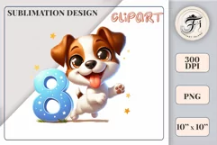 Download this adorable cartoon puppy clipart in PNG format with a transparent background. This sublimation design perfect for creating birthday cards, invitations, kids’ T-shirts, and festive decorations. High-resolution!
