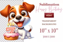 Download this adorable cartoon puppy clipart in PNG format with a transparent background. This sublimation design perfect for creating birthday cards, invitations, kids’ T-shirts, and festive decorations. High-resolution!