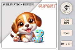 Download this adorable cartoon puppy clipart in PNG format with a transparent background. This sublimation design perfect for creating birthday cards, invitations, kids’ T-shirts, and festive decorations. High-resolution and easy to use for all your creat