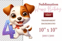 Download this adorable cartoon puppy clipart in PNG format with a transparent background. This sublimation design perfect for creating birthday cards, invitations, kids’ T-shirts, and festive decorations. High-resolution!