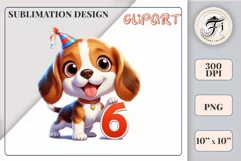 Download this adorable cartoon puppy clipart in PNG format with a transparent background. This sublimation design perfect for creating birthday cards, invitations, kids’ T-shirts, and festive decorations. High-resolution!