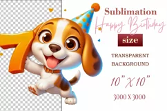 Download this adorable cartoon puppy clipart in PNG format with a transparent background. This sublimation design perfect for creating birthday cards, invitations, kids’ T-shirts, and festive decorations. High-resolution!