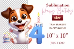 Download this adorable cartoon puppy clipart in PNG format with a transparent background. This sublimation design perfect for creating birthday cards, invitations, kids’ T-shirts, and festive decorations. High-resolution!