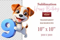 Download this adorable cartoon puppy clipart in PNG format with a transparent background. This sublimation design perfect for creating birthday cards, invitations, kids’ T-shirts, and festive decorations. High-resolution!