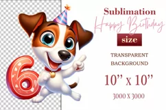 Download this adorable cartoon puppy clipart in PNG format with a transparent background. This sublimation design perfect for creating birthday cards, invitations, kids’ T-shirts, and festive decorations. High-resolution!