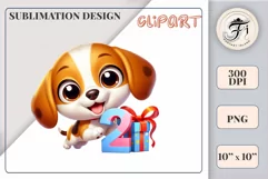 Download this adorable cartoon puppy clipart in PNG format with a transparent background. This sublimation design perfect for creating birthday cards, invitations, kids’ T-shirts, and festive decorations. High-resolution and easy to use for all your creat