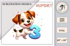 Download this adorable cartoon puppy clipart in PNG format with a transparent background. This sublimation design perfect for creating birthday cards, invitations, kids’ T-shirts, and festive decorations. High-resolution!