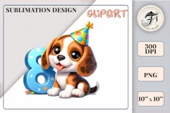 Download this adorable cartoon puppy clipart in PNG format with a transparent background. This sublimation design perfect for creating birthday cards, invitations, kids’ T-shirts, and festive decorations. High-resolution!