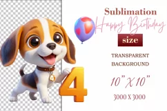 Download this adorable cartoon puppy clipart in PNG format with a transparent background. This sublimation design perfect for creating birthday cards, invitations, kids’ T-shirts, and festive decorations. High-resolution and easy to use for all your creat
