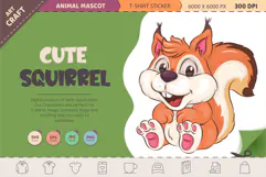 Cute Cartoon Squirrel. T-Shirt, PNG, SVG. Product Image 1