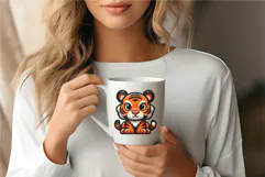 Cute cartoon tiger. T-Shirt, PNG. Product Image 3