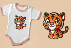 Cute cartoon tiger. T-Shirt, PNG. Product Image 4