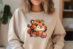 Cute cartoon tiger. T-Shirt, PNG. Product Image 5