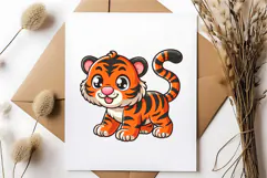 Cute cartoon tiger. T-Shirt, PNG. Product Image 6