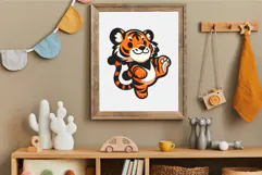 Cute cartoon tiger. T-Shirt, PNG. Product Image 7