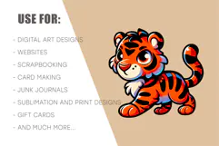 Cute cartoon tiger. T-Shirt, PNG. Product Image 8
