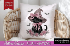 Cute Cat Cute Pillow Sublimation Pink Halloween Pillow Cover Product Image 1