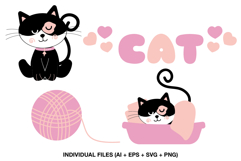 Cute cat clipart designed for handmade greeting cards and cat lover cards.