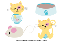 Cute cat clipart for handmade cards and pet lover paper crafts.