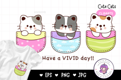 Cute cat clipart in pocket kawaii animals Kitten clipart t Product Image 1
