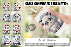 Glass Can Wraps Cute Cat Christmas Product Image 1