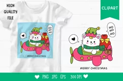 Christmas cats clipart airplane xmas kawaii animals png Product Image 1