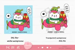Christmas cats clipart airplane xmas kawaii animals png Product Image 2