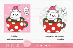 Christmas cats clipart in festive mug xmas kawaii animals Product Image 2