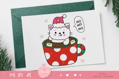 Christmas cats clipart in festive mug xmas kawaii animals Product Image 3