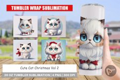 Tumbler Sublimation Wrap Cute Cat Christmas Product Image 1