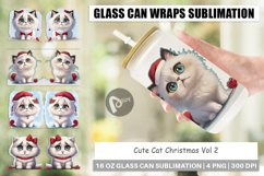 Glass Can Wraps Cute Cat Christmas Product Image 1