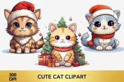 3 PNG Cute Christmas Cat clipart, cat sublimation Product Image 1