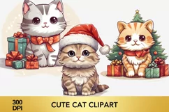 3 PNG Cute Christmas Cat clipart, cat sublimation Product Image 2