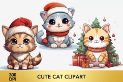 3 PNG Cute Christmas Cat clipart, cat sublimation Product Image 2