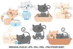 Pastel cat clipart set for crafts