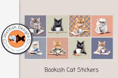 Bookish Cat Reading Digital Planner Stickers Product Image 1