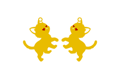 Cute Cat Earrings with Engraved Heart - Laser Cut SVG Product Image 2