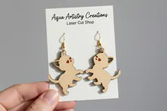 Cute Cat Earrings with Engraved Heart - Laser Cut SVG Product Image 1