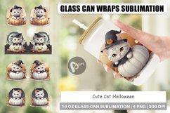 Glass Can Wraps Cute Cat Halloween Product Image 1