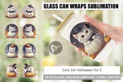Glass Can Wraps Cute Cat Halloween Product Image 1