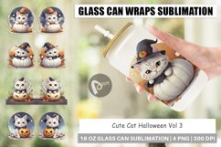 Glass Can Wraps Cute Cat Halloween Product Image 1