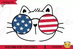 Cute cat face 4th of july svg, Patriotic kitten Independence Product Image 1