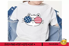 Cute cat face 4th of july svg, Patriotic kitten Independence Product Image 4