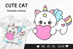 Cute cat cartoon kawaii clipart fairytale kitten baby animal Product Image 1